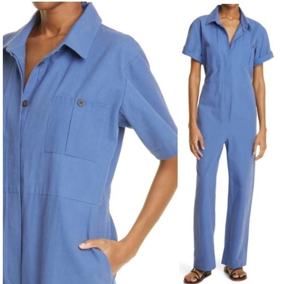 NEW Mara Hoffman Kailyn Recycled Cotton Utility Jumpsuit In Blue Size Medium - Picture 1 of 7